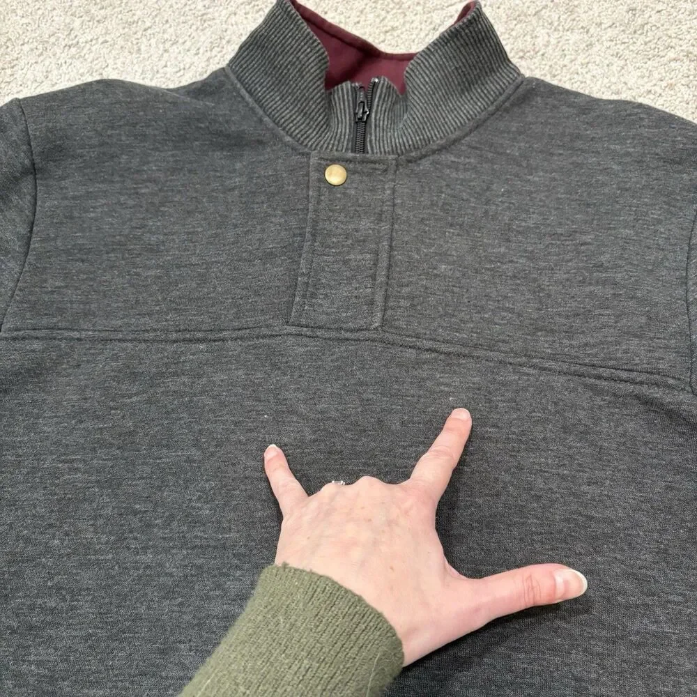 Orvis Sweatshirt Mens L Gray Fleece 1/4 Zip Mock Neck Pullover Casual Outdoor